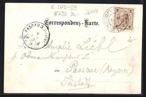 Lithographie Präbichl, Bahnhof, Spitaler`s Hotel zum Reichenstein
