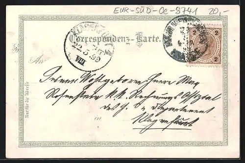 Lithographie Weisskirchen, Totalansicht, Hauptplatz m. Kirche und Rathaus, Milit.- Oberreal- u. Cavall. Cadettenschule