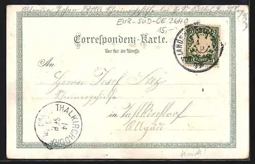 Lithographie Gloggnitz, Schloss Wartenstein, Totalansicht