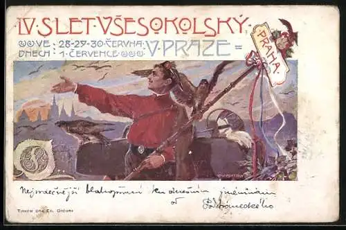 Künstler-AK Camil Vladislav Muttich: IV. Slet Vsesokolsky 28.-30. Cerna V Praze