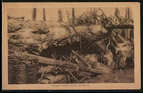 AK Schlacht um Verdun, eroberter französischer Schützengraben