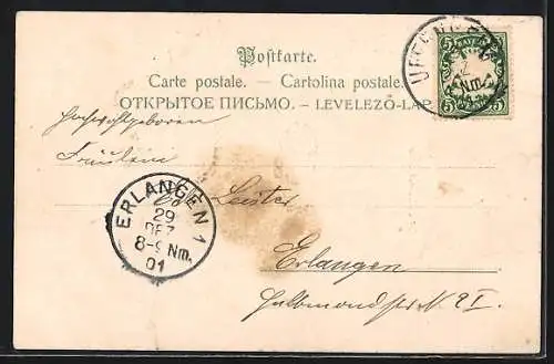 AK Kleine Neujahrsengel rodeln mit der Jahreszahl 1905 den Hang hinab