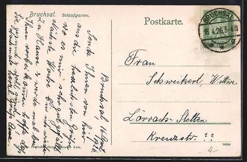 AK Bruchsal, Partie im Schlossgarten