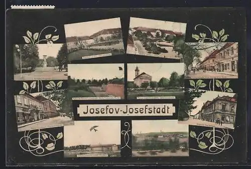 AK Josefstadt, Ringplatz, Flugfeld, Königgrätzer-Gasse, Rathaus, Garnisonskirche