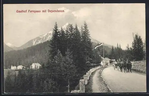 AK Fernpass, Ortsansicht mit Gasthof Fernpass und Dependance
