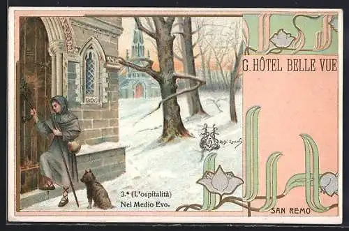 Lithographie San Remo, Nel medio Evo, G. Hotel Belle Vue