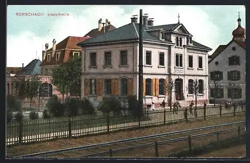 AK Rorschach, Kinderheim an den Bahnhgeleisen