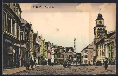 AK Trebon, Námesti, Marktplatz mit Geschäften