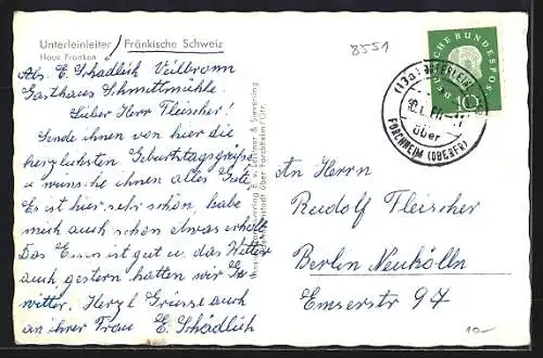 AK Unterleinleiter /Fränk. Schweiz, Weg zum Haus Franken