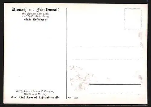 Künstler-AK Kronach im Frankenwald, Die Feste Rosenberg