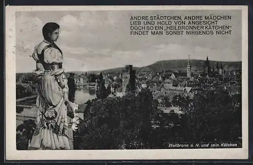AK Heilbronn a. N., Stadtansicht mit dem Kätchen
