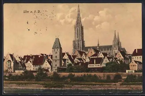 AK Ulm a. D., Teilansicht mit Ulmer Münster