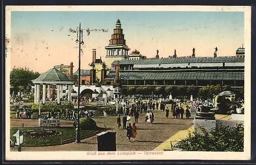 AK Berlin-Halensee, Lunapark-Terrassen mit Besuchern