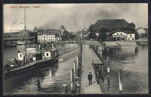 AK Dampfer auf dem Bodensee im Konstanzer Hafen
