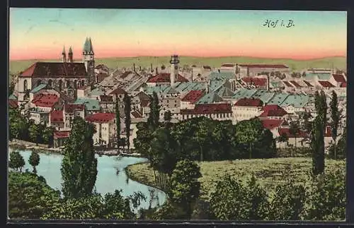 AK Hof i. B., Blick auf den Ort