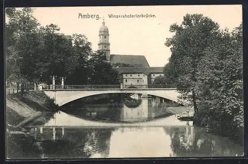 AK Amberg, Winzershofertorbrücke mit Turmgebäude
