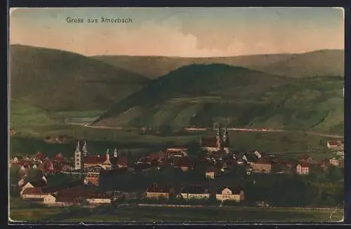 AK Amorbach, Totalansicht aus der Vogelschau
