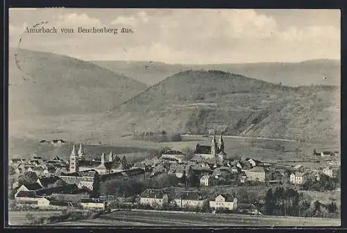 AK Amorbach, Ansicht Amorbach vom Beuchenberg