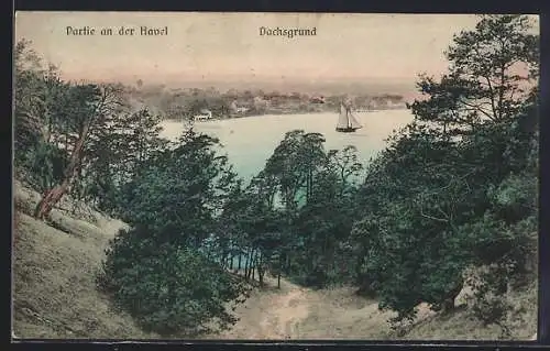 AK Berlin-Grunewald, Partie an der Havel mit Blick zum Dachsgrund