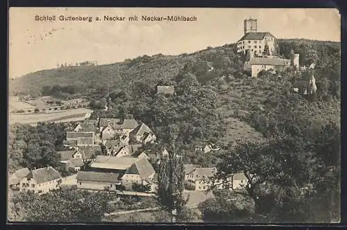 AK Guttenberg a. N., Schloss Guttenberg mit Neckar-Mühlbach