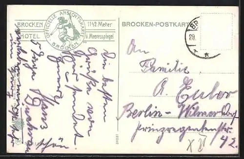 AK Brocken, Brockenhotel, Hirsch