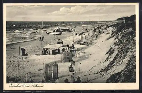 AK Poberow, Blick auf den Strand, 
