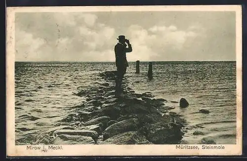 AK Mirow i. Meckl., Müritzsee mit Steinmole