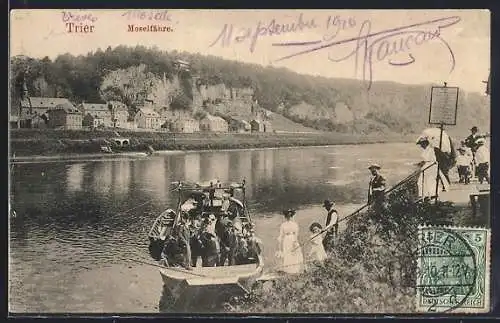 AK Trier, Moselfähre mit Passagieren