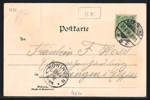 Lithographie Dortmund, Oberpostdirektionsgebäude, Westenhellweg, Oberbergamt