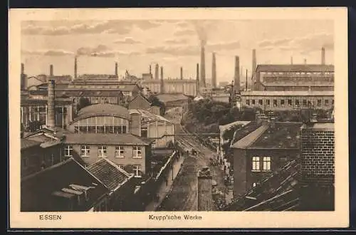 AK Essen, Kruppsche Werke aus der Vogelschau