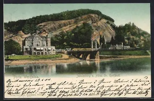 AK Porta Westfalica, Blick auf den jakobsberg und das Hotel Gr. Kurfürst