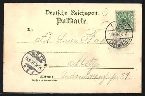 Lithographie Köln-Neustadt, St. Gereonskirche, Bayenturm, Volksgarten