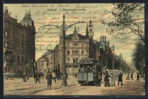 AK Köln, Hohenzollernring mit Strassenbahn
