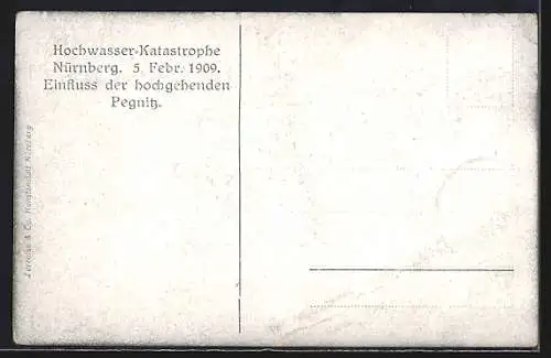 AK Nürnberg, Hochwasser-Katastrophe 5. Feb. 1909, Einfluss der hochgehenden Pegnitz