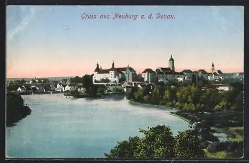 AK Neuburg a. d. Donau, Teilansicht mit Donaupartie