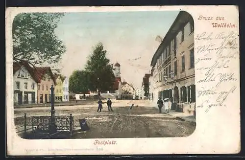 AK Weilheim / Oberbayern, Blick zum Postplatz