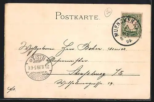 Lithographie München, Totalansicht, Stadtwappen