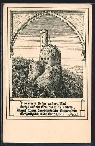 AK Blick auf Schloss Liechtenstein