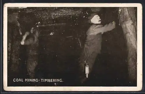 AK Coal Mining-Timbering, Männer im Kohle-Bergwerk
