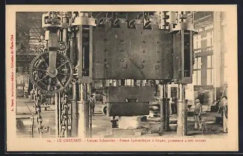 AK Le Creusot, Usines Schneider, Presse hydraulique à forger, puissance 2.000 tonnes