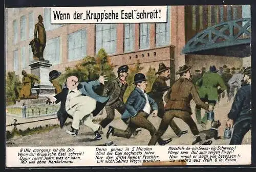 AK Fabrikarbeiter strömen in die Krupp`schen Werke