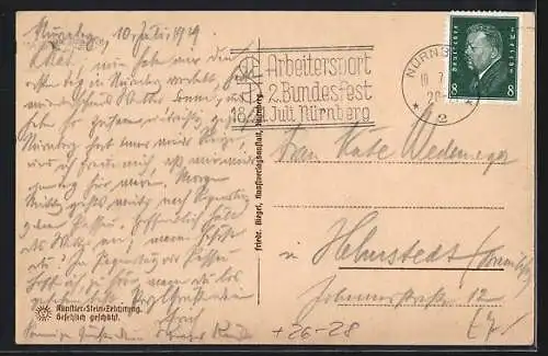 Steindruck-AK Nürnberg, Ortspartie an der Pegnitz