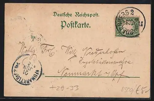 Sonnenschein-AK Nürnberg, Blick v. d. Insel Schütt mit Synagoge