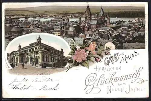 Lithographie Mainz, Stadthalle, Totalansicht