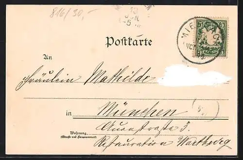 Künstler-AK Edward Theodore Compton: Miesbach, Blick von einer Strasse auf die Ortschaft
