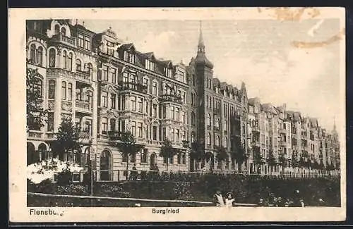 AK Flensburg, Blick auf die Strasse Burgfried