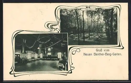AK Hannover, Gasthof Neuer Benther-Berg-Garten, Jugendstil-Rahmen