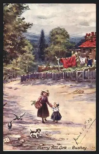 Künstler-AK Bushey, Merry Hill Lane