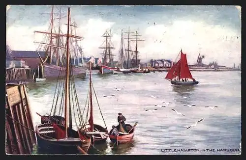 Künstler-AK Littlehampton, In the Harbour