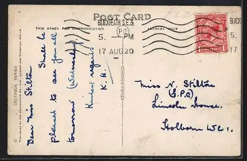 AK Worthing, The Broadway mit Geschäften